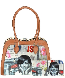 2 in 1 Michelle Obama Fashion Bag HB1919 BEIGE